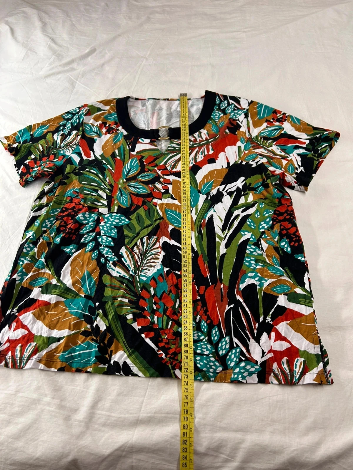 Blusa vintage multicolor de manga corta – photo 7